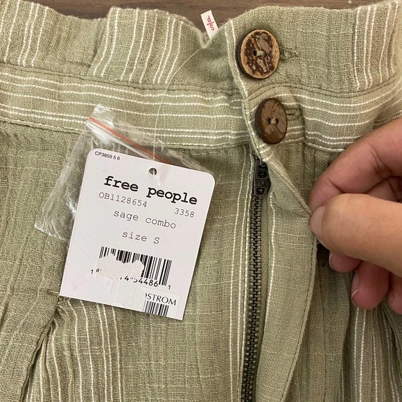 NWT Free People Semi Sweet Sage Striped Pant - Picture 7 of 11